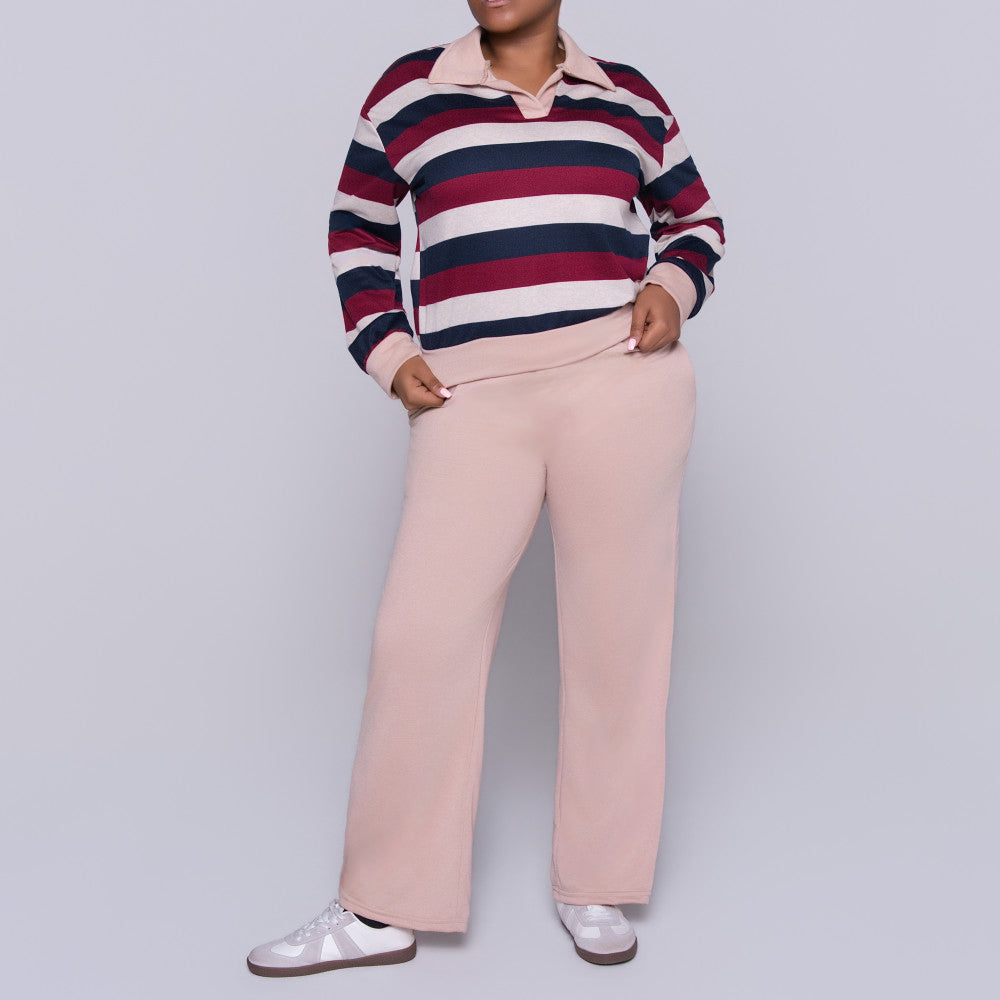 Stone Long Sleeve Striped Tracksuit Set