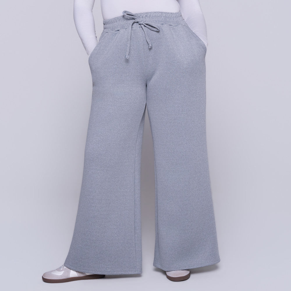Wide Leg Melange Track Pants