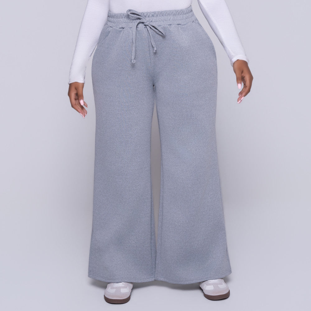 Wide Leg Melange Track Pants