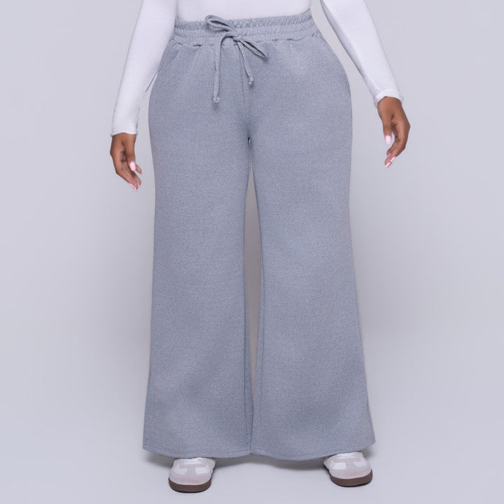 Wide Leg Melange Track Pants