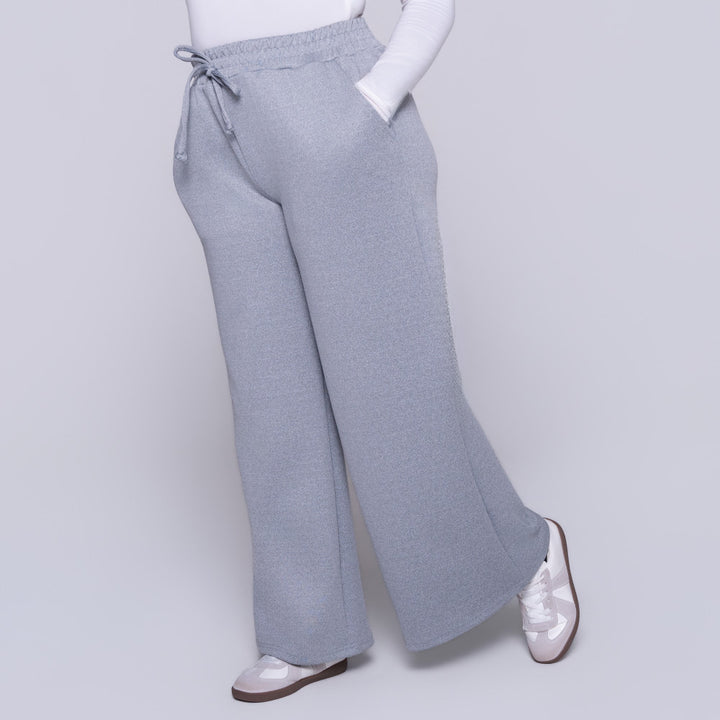 Wide Leg Melange Track Pants