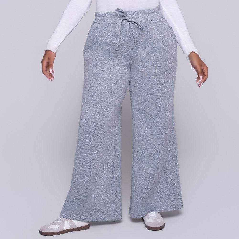 Wide Leg Melange Track Pants