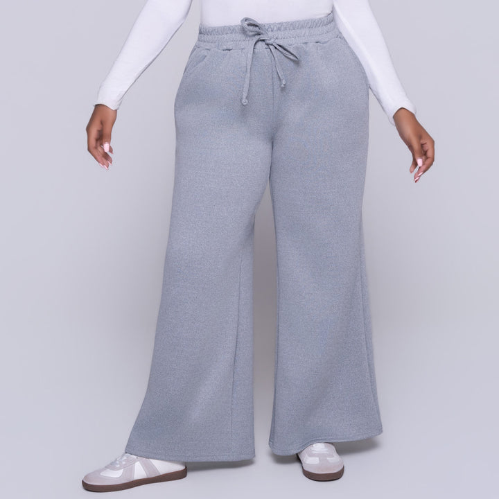 Wide Leg Melange Track Pants