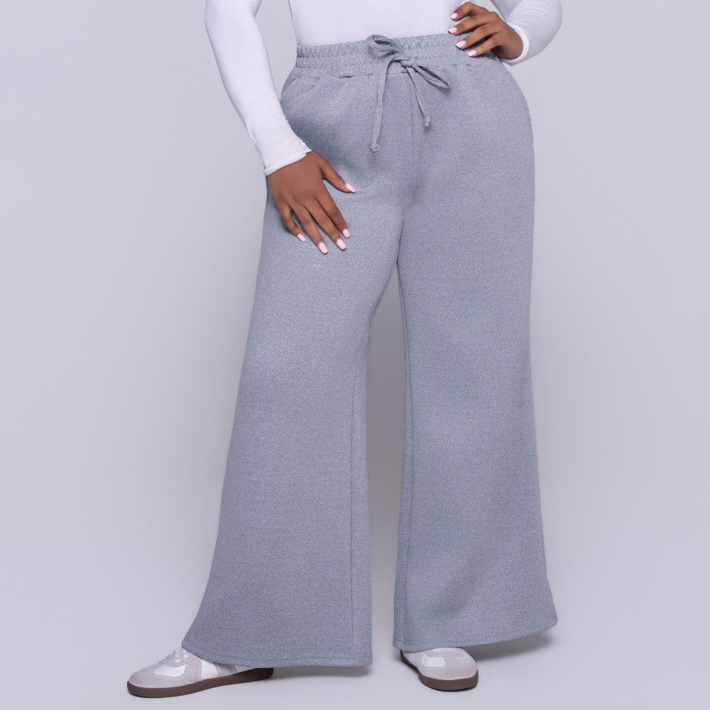 Wide Leg Melange Track Pants