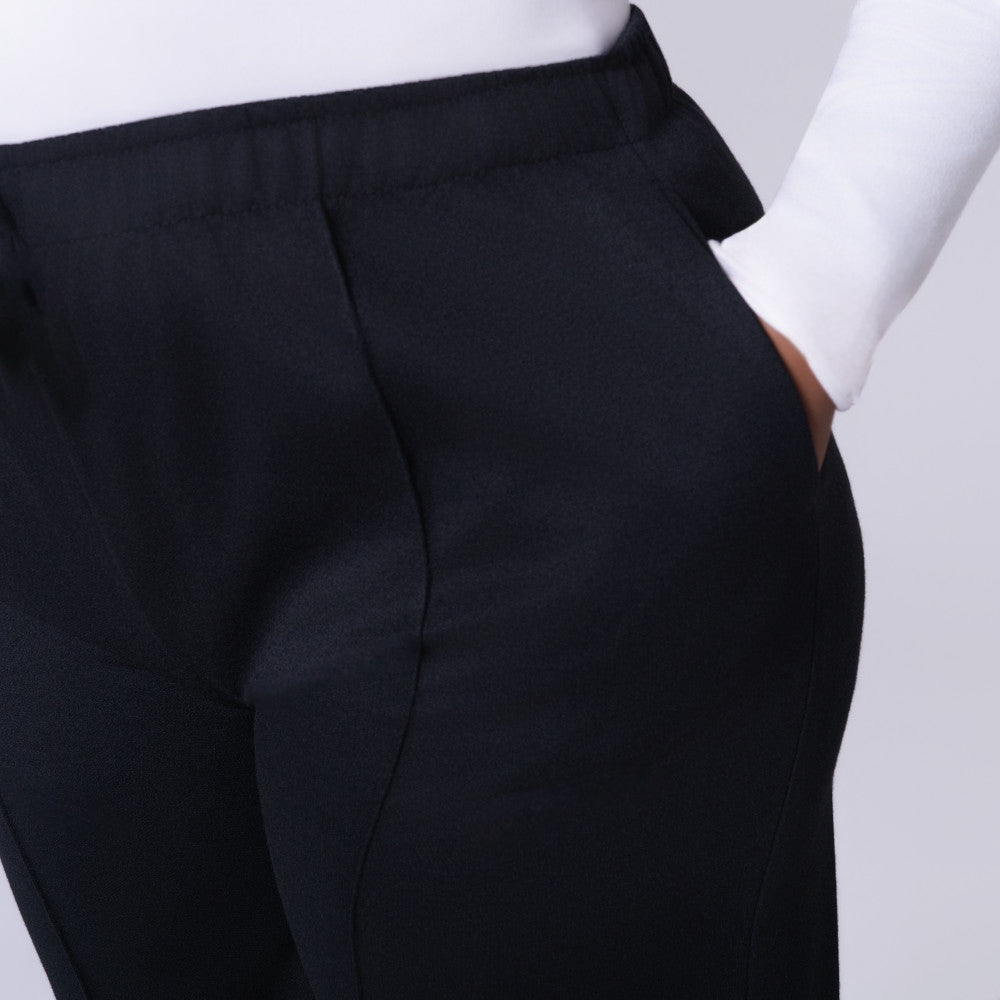Black Wide Leg Poly Terry Track Pants