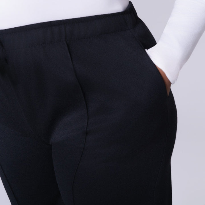 Black Wide Leg Poly Terry Track Pants