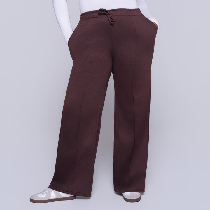 Chocolate Wide Leg Poly Terry Track Pants