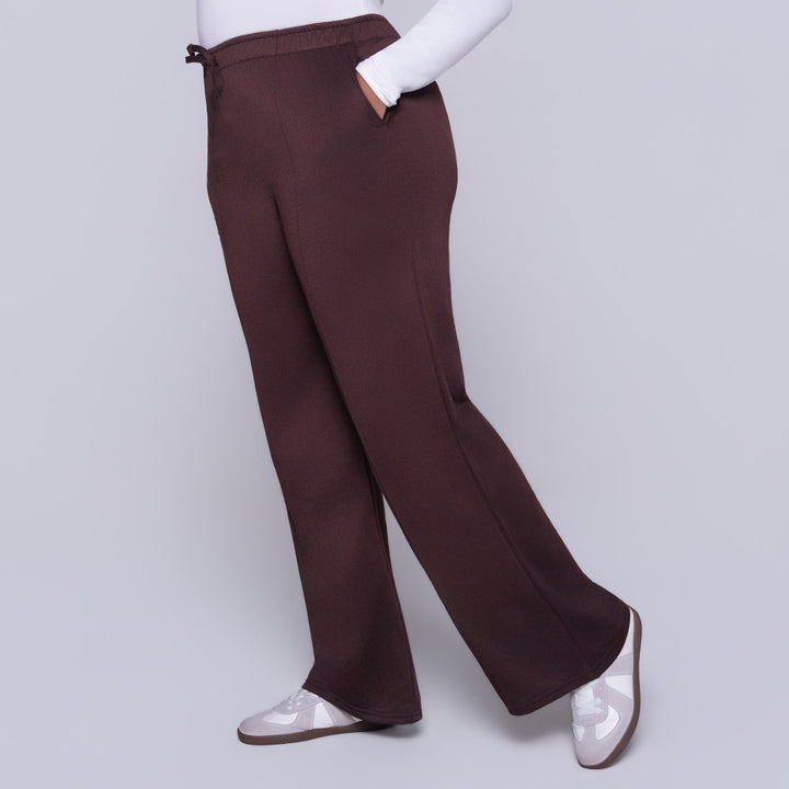 Chocolate Wide Leg Poly Terry Track Pants