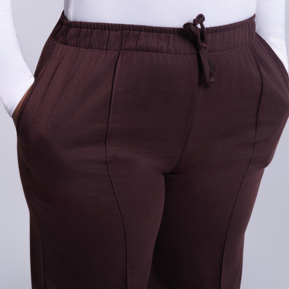 Chocolate Wide Leg Poly Terry Track Pants