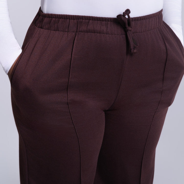 Chocolate Wide Leg Poly Terry Track Pants