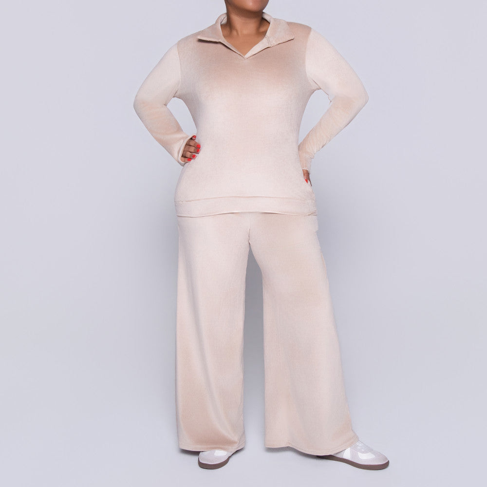 Stone Long Sleeve Velour Tracksuit Set
