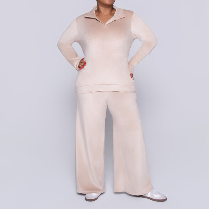 Stone Long Sleeve Velour Tracksuit Set