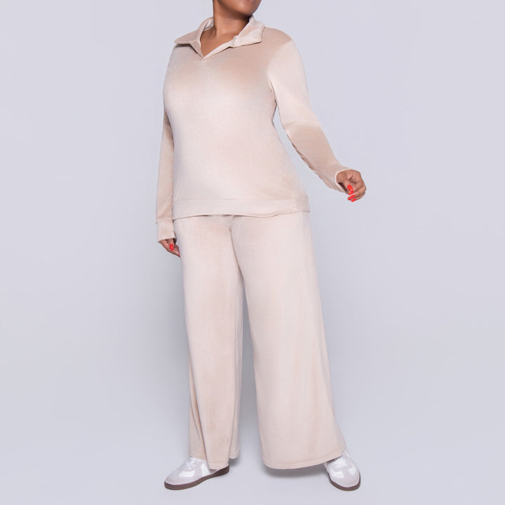 Stone Long Sleeve Velour Tracksuit Set