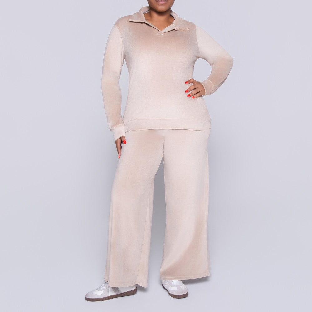 Stone Long Sleeve Velour Tracksuit Set