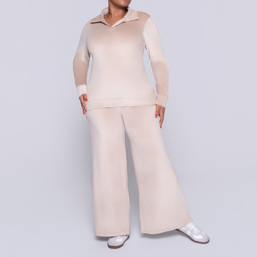 Stone Long Sleeve Velour Tracksuit Set