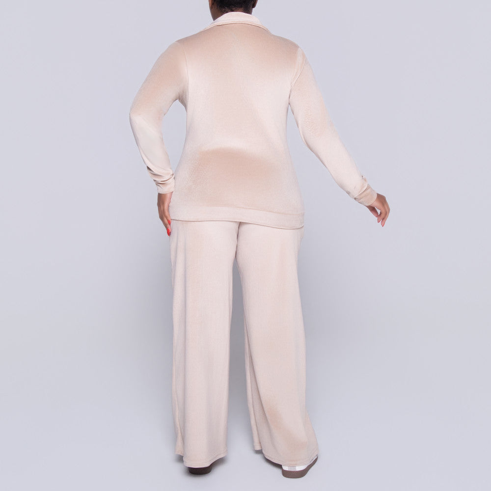 Stone Long Sleeve Velour Tracksuit Set