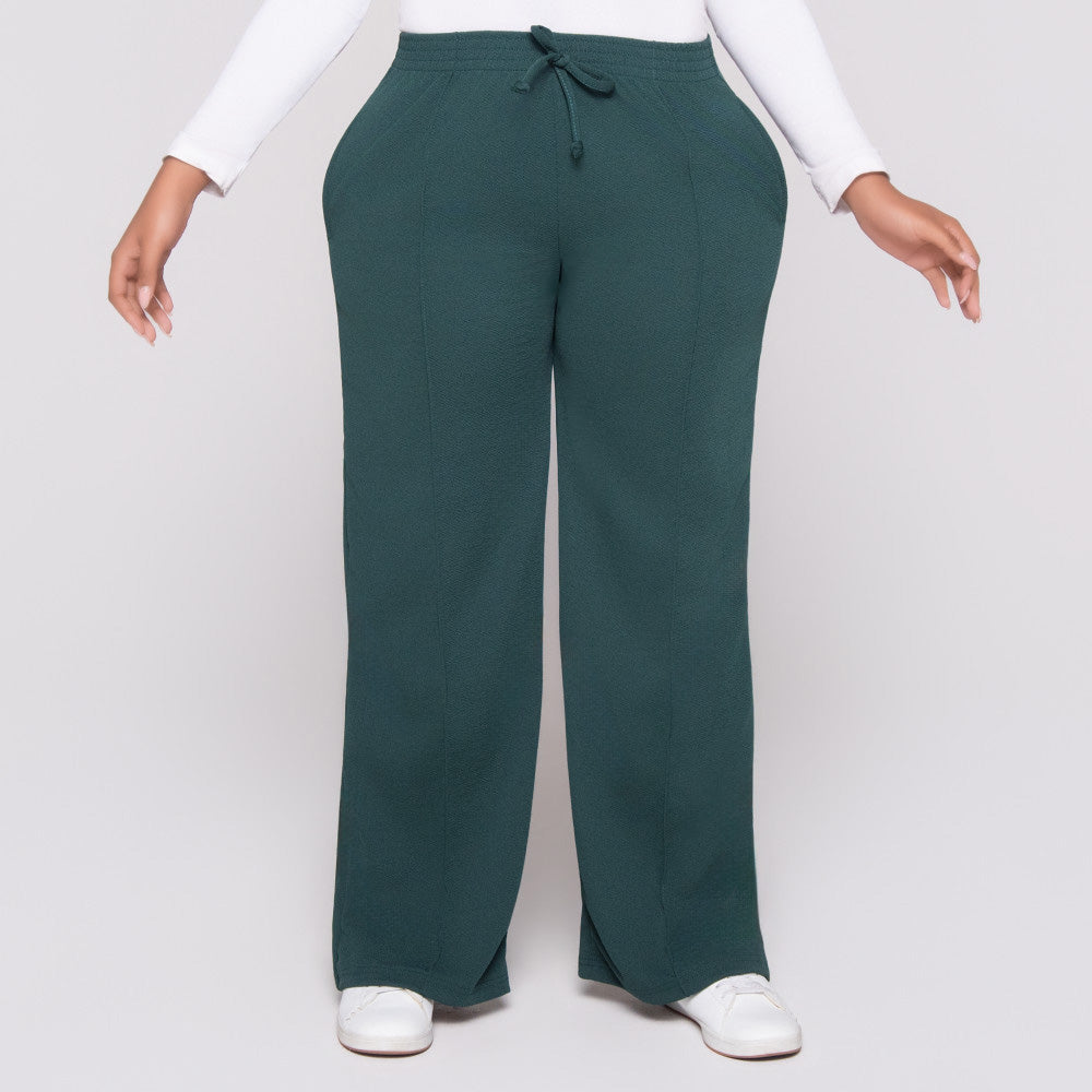 Wide Leg Bottle Green Pants