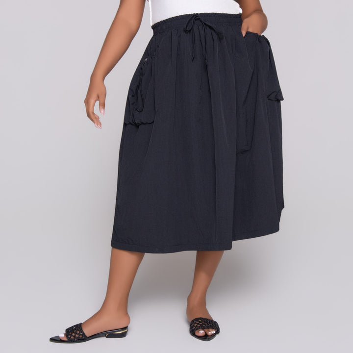 Black Nylon Teslon Cargo Skirt