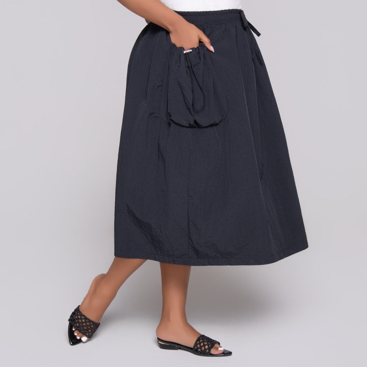Black Nylon Teslon Cargo Skirt