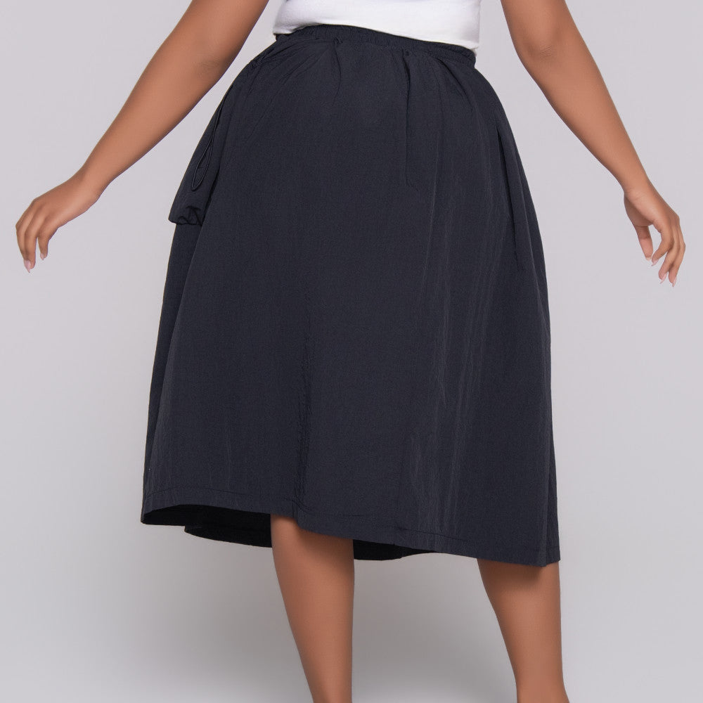 Black Nylon Teslon Cargo Skirt