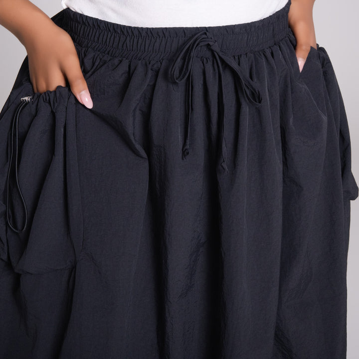 Black Nylon Teslon Cargo Skirt