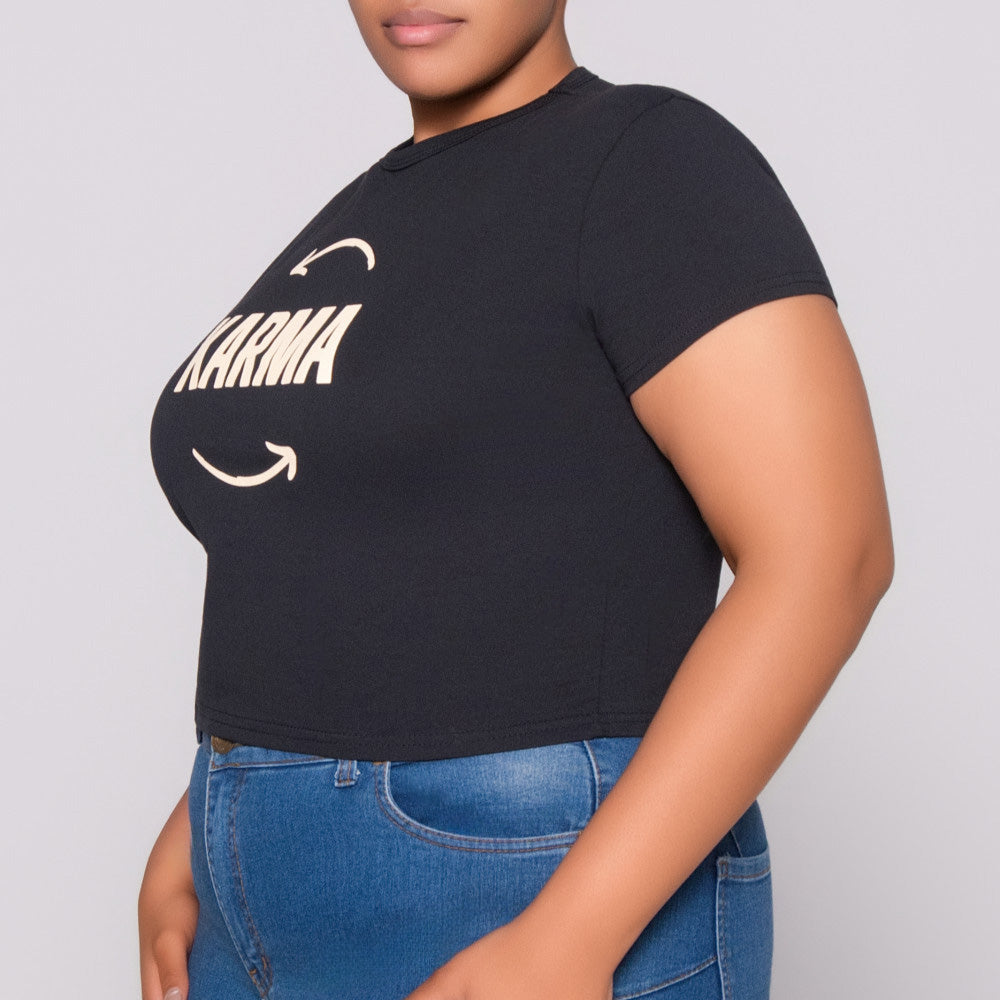 Black Statement Print Top