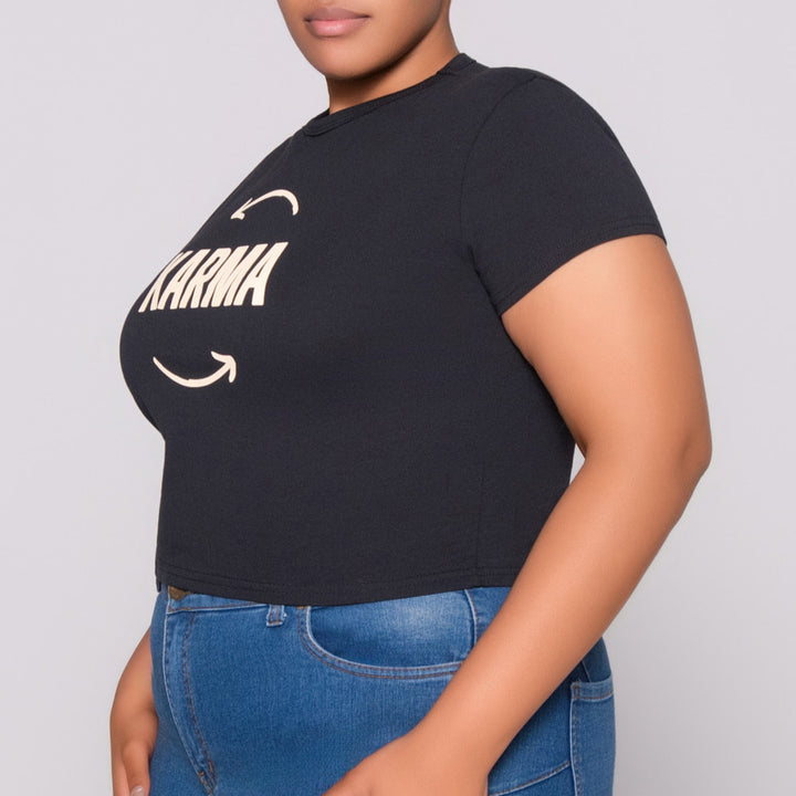Black Statement Print Top