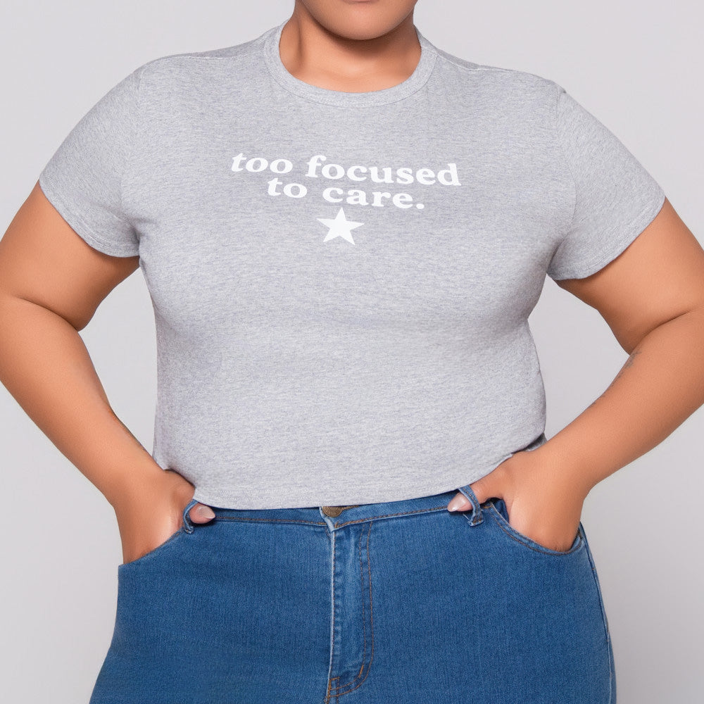 Grey Statement Print Top