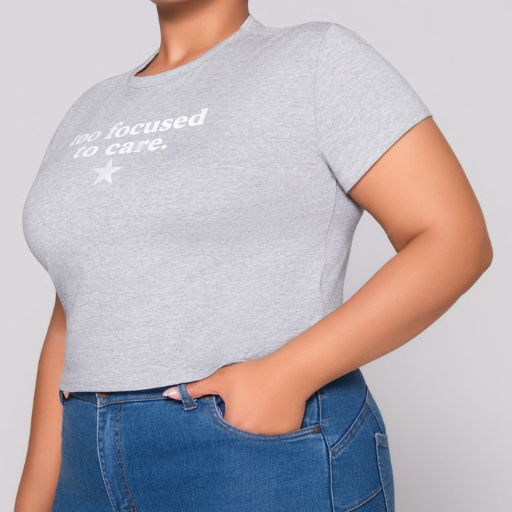 Grey Statement Print Top