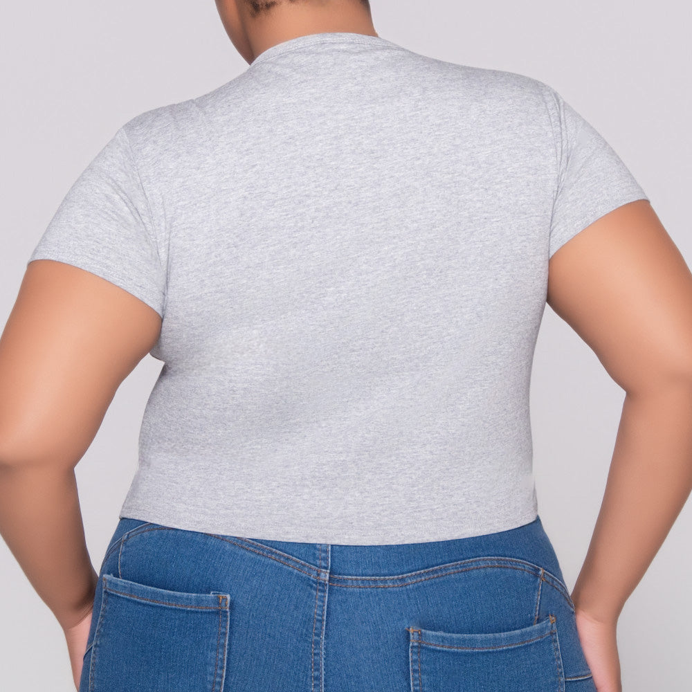 Grey Statement Print Top