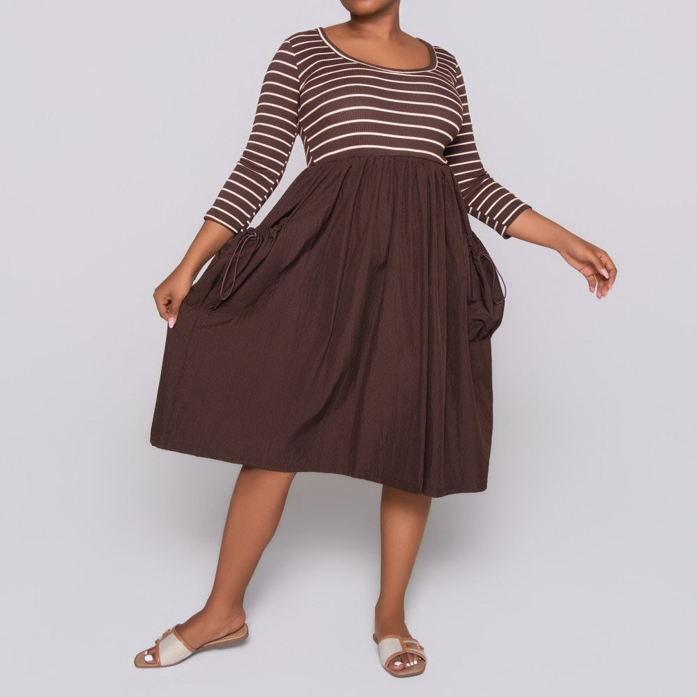 Striped Teslon Rib Contrast Dress