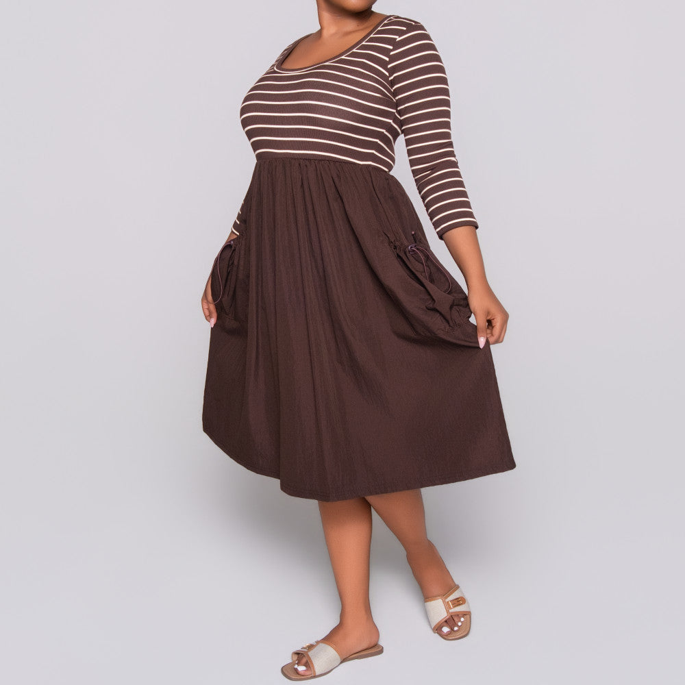 Striped Teslon Rib Contrast Dress