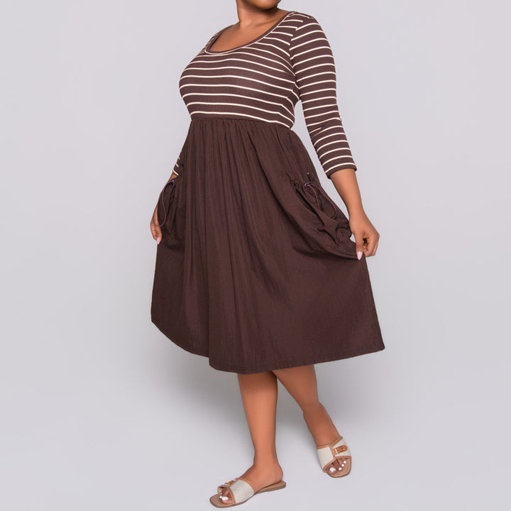 Striped Teslon Rib Contrast Dress