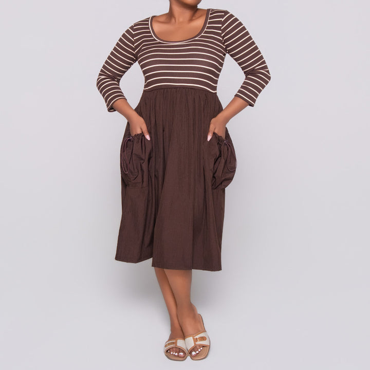Striped Teslon Rib Contrast Dress