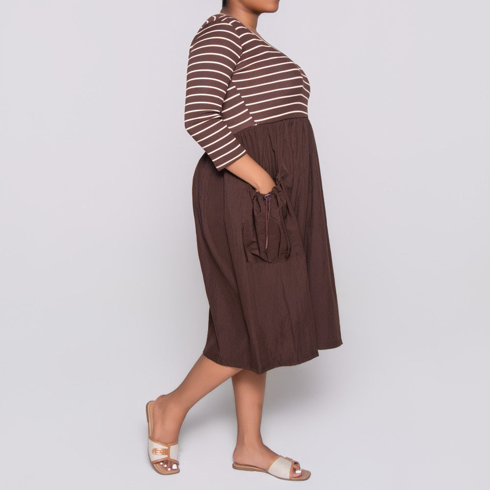 Striped Teslon Rib Contrast Dress