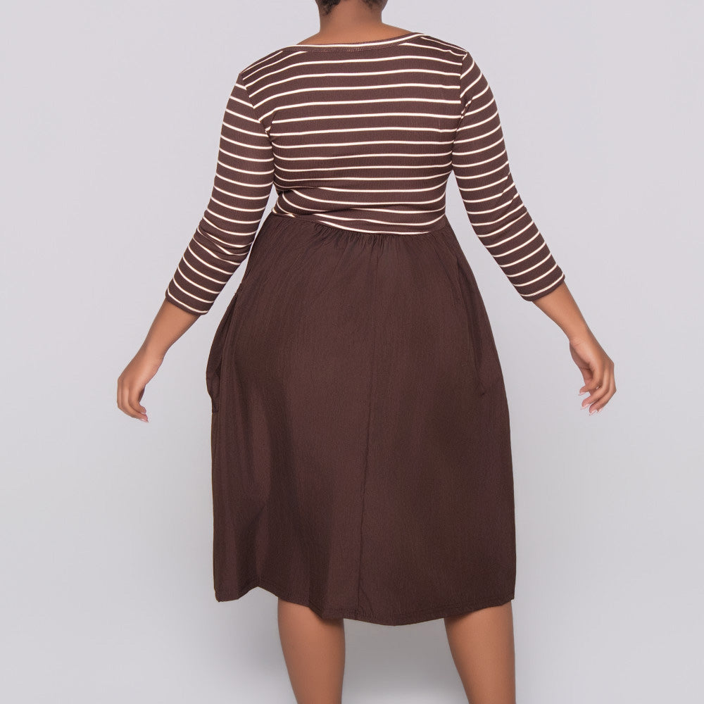Striped Teslon Rib Contrast Dress