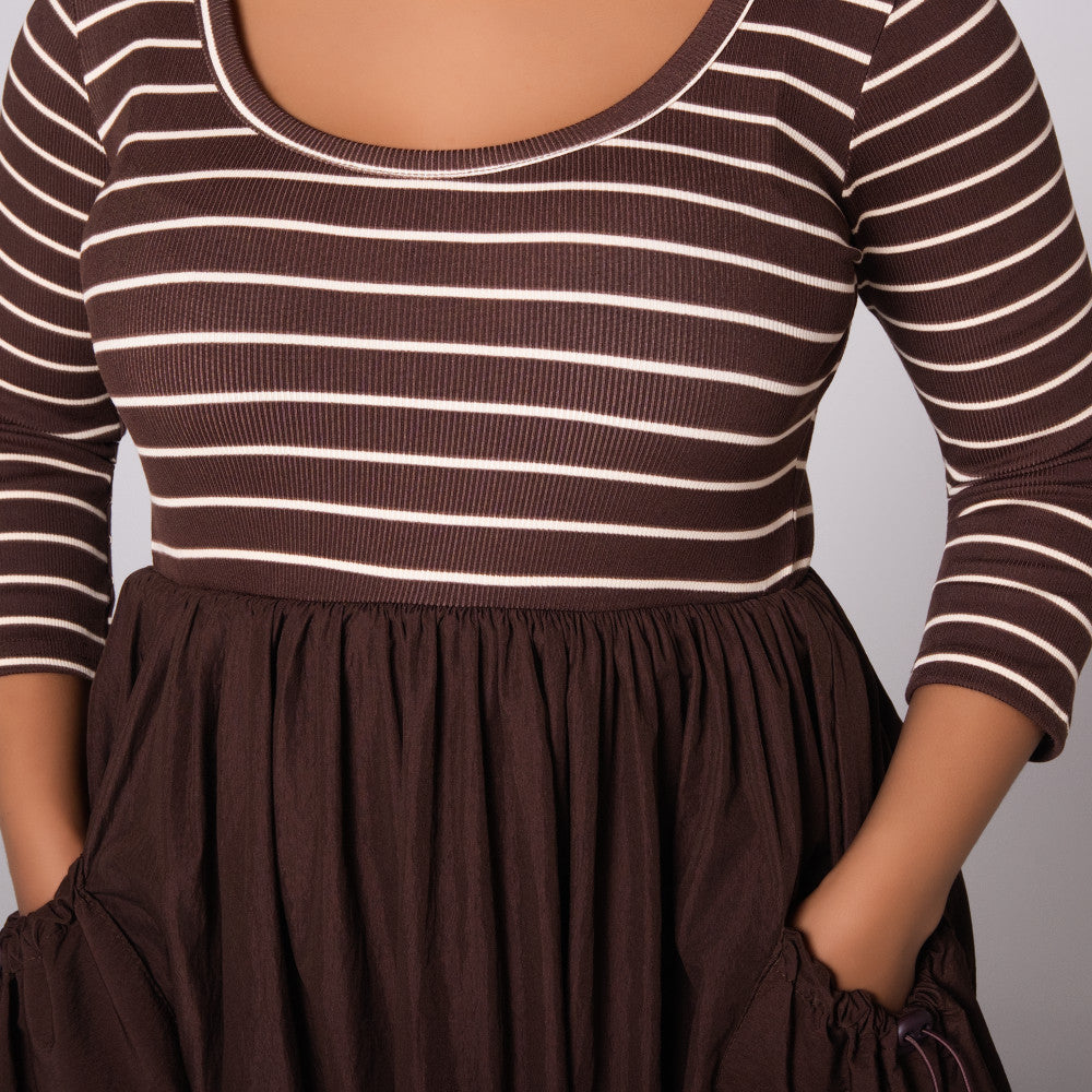 Striped Teslon Rib Contrast Dress