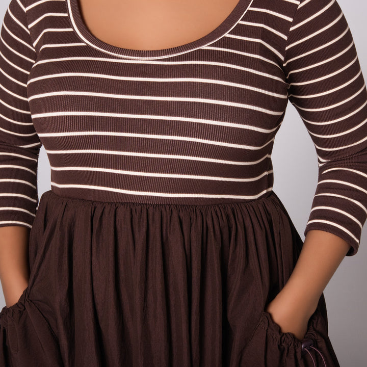 Striped Teslon Rib Contrast Dress