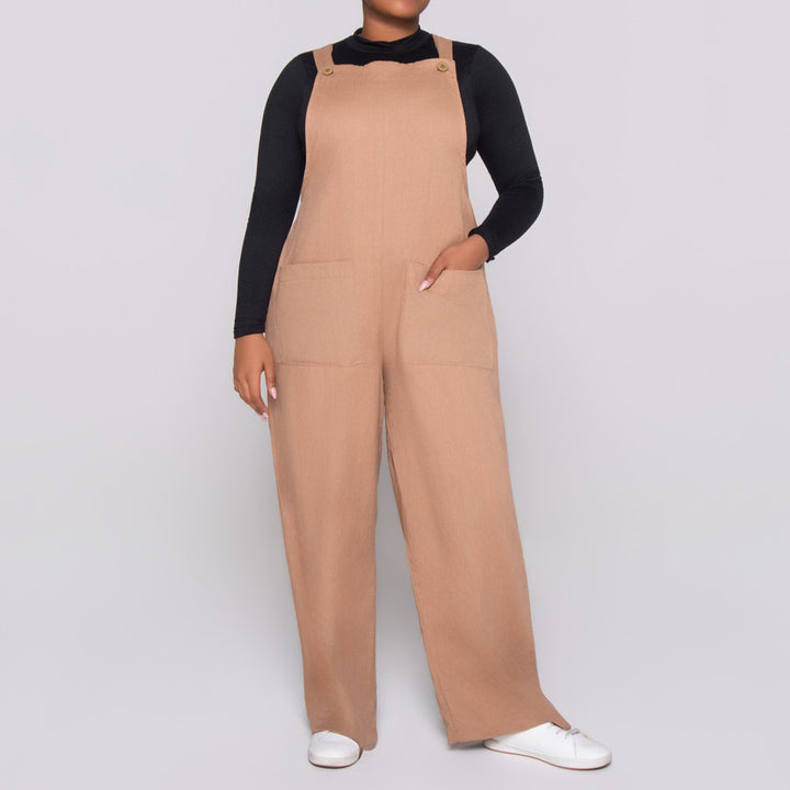 Camel Linen Jumpsuit