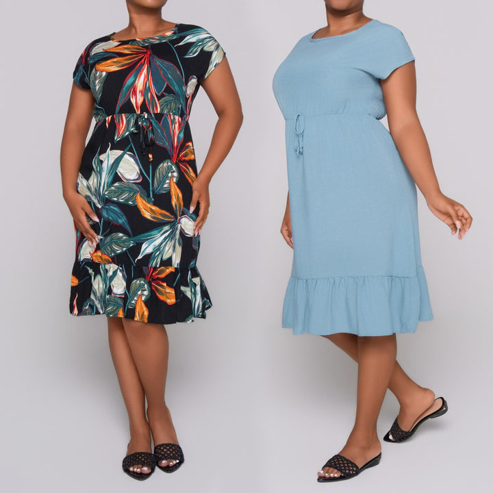 Printed And Plain Twinpack Dress