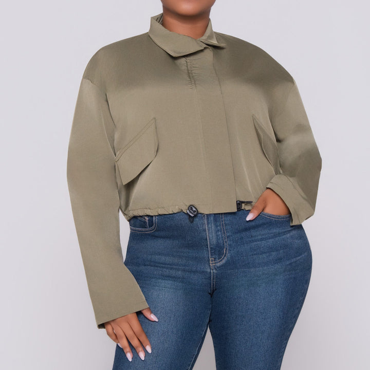 Olive Poplin Jacket