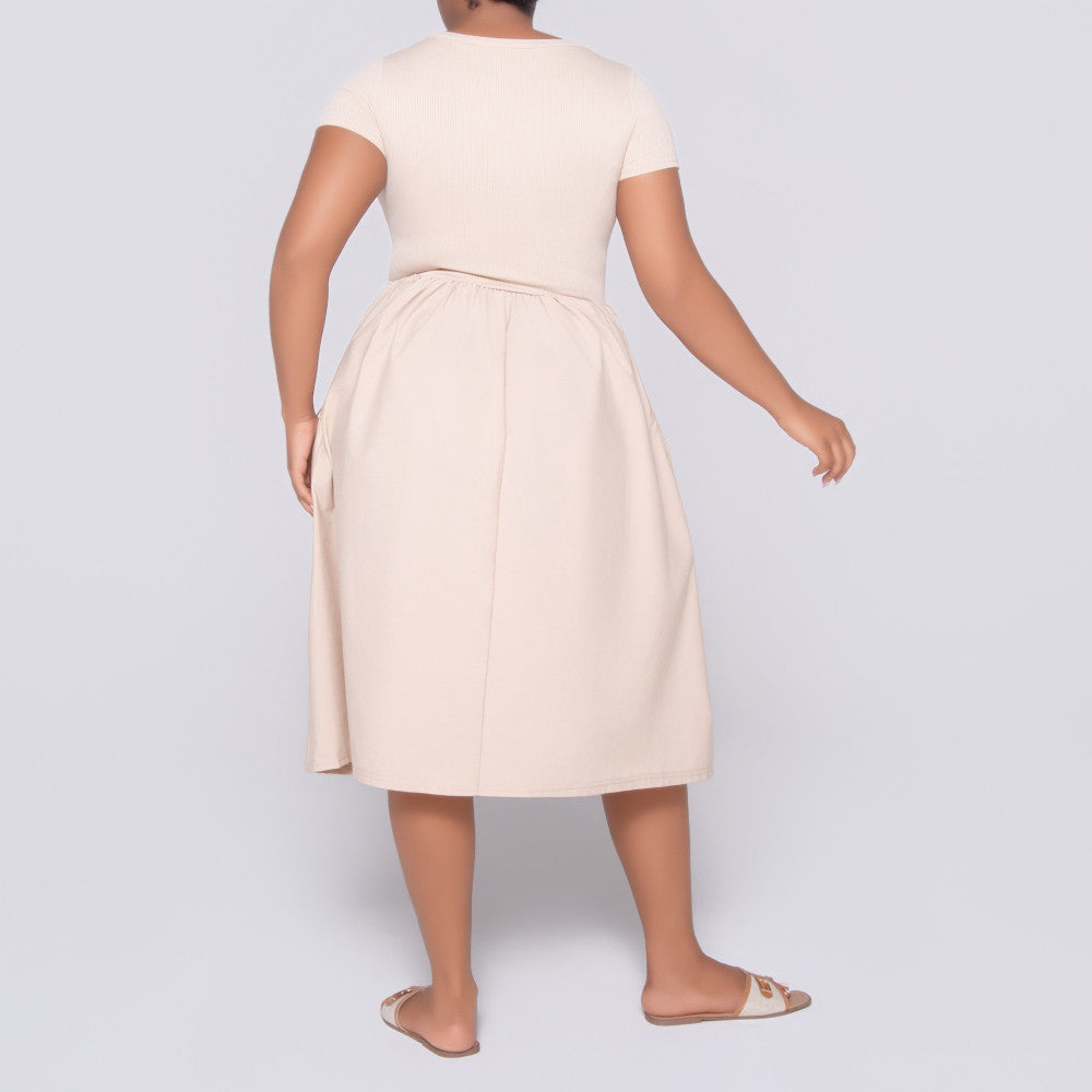 Stone Cap Sleeve Poplin Dress