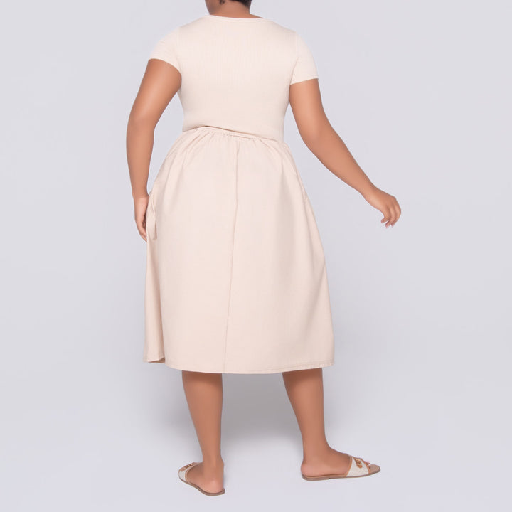 Stone Cap Sleeve Poplin Dress