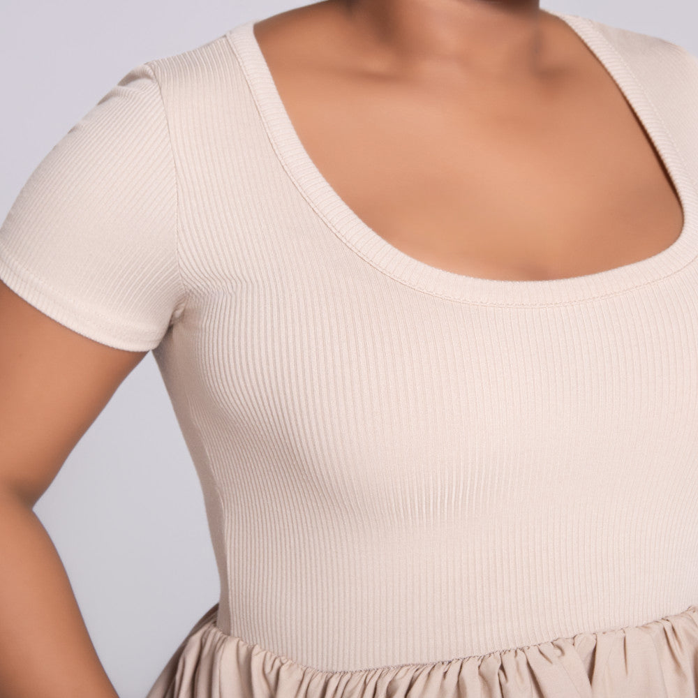 Stone Cap Sleeve Poplin Dress