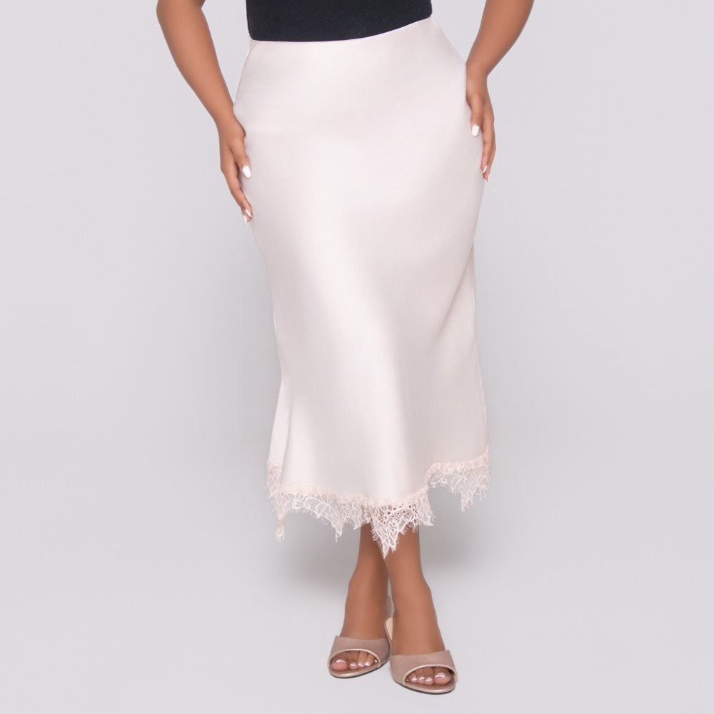 Stone Satin Lace Edit Skirt