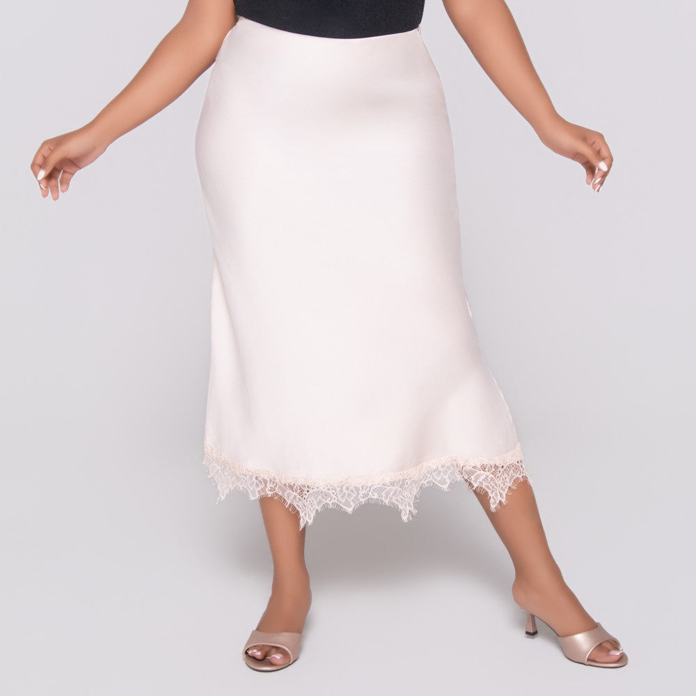 Stone Satin Lace Edit Skirt