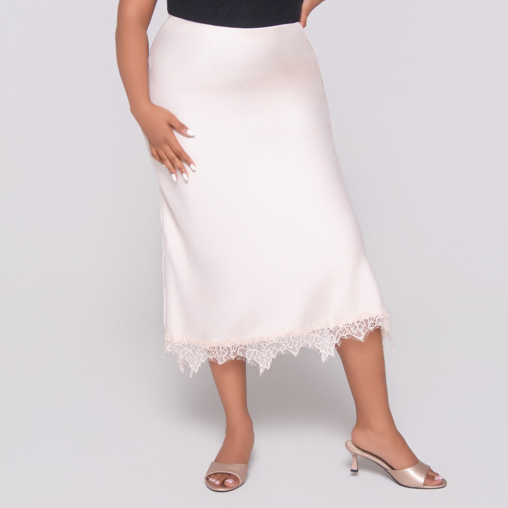 Stone Satin Lace Edit Skirt