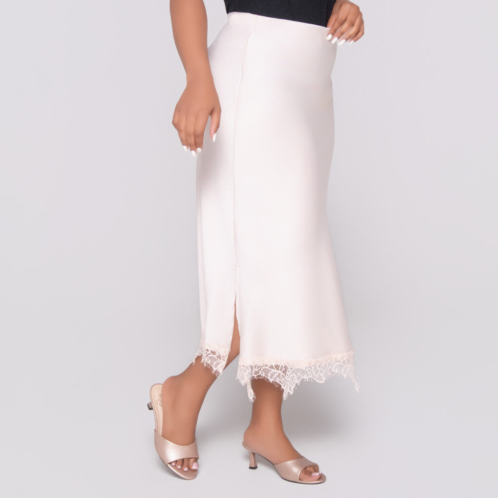 Stone Satin Lace Edit Skirt