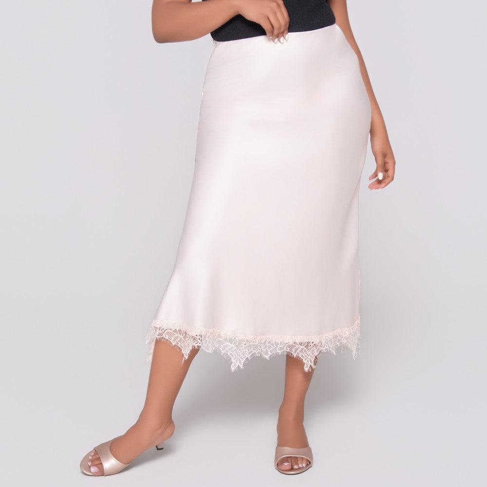Stone Satin Lace Edit Skirt