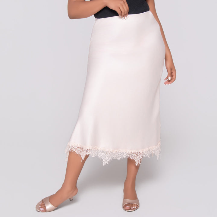 Stone Satin Lace Edit Skirt